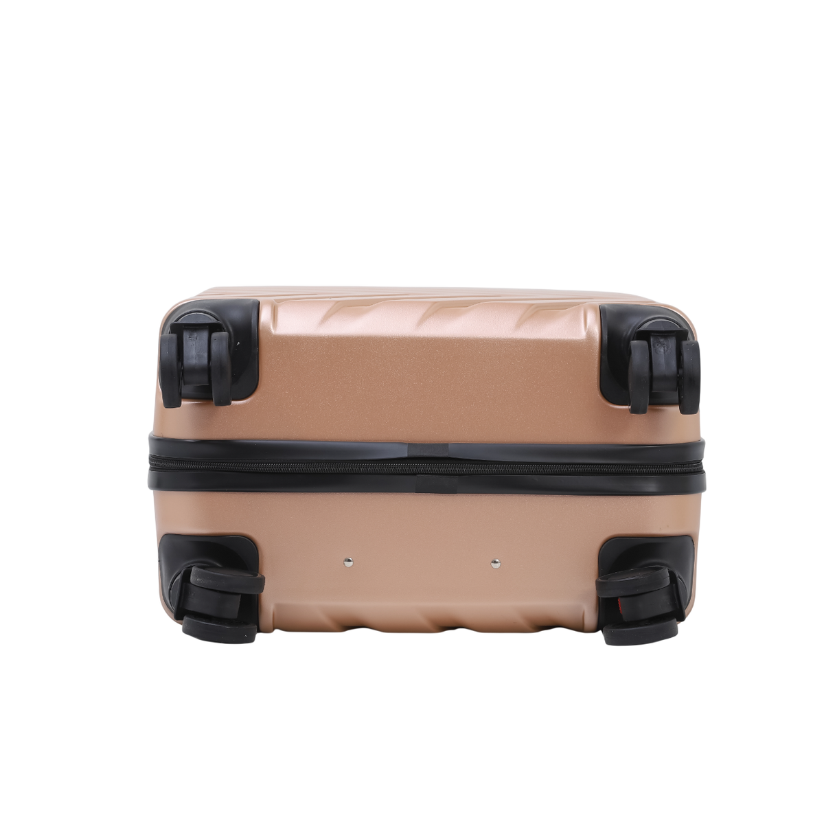 Horizon 2.0 suitcase in gold with wheels and a zipper – underside
