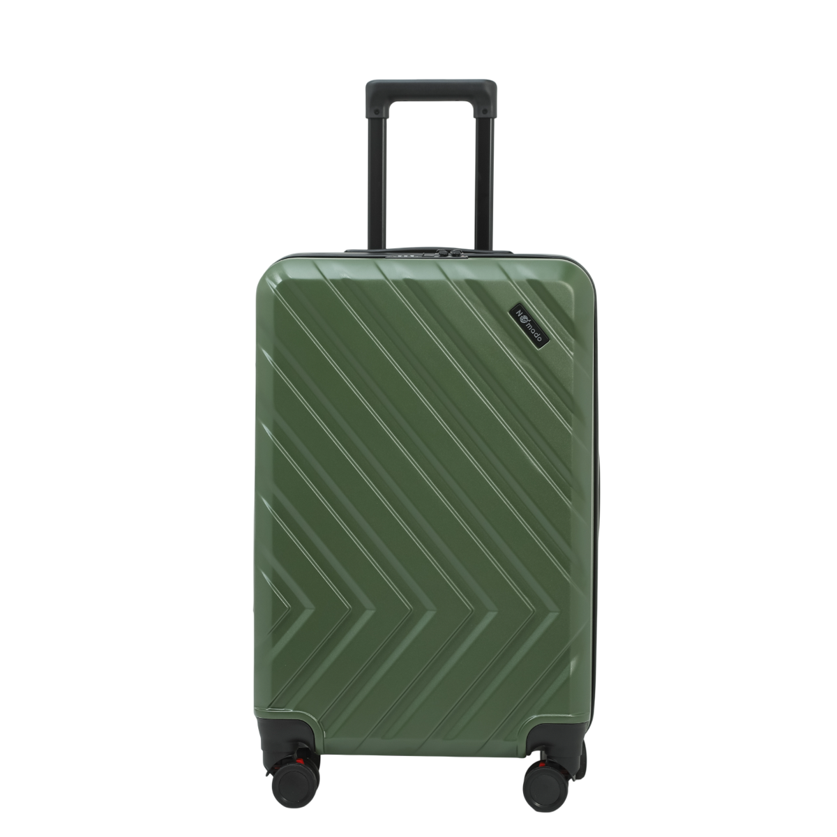 Nomado Horizon 2.0 suitcase in green with a telescopic handle and a logo – black background